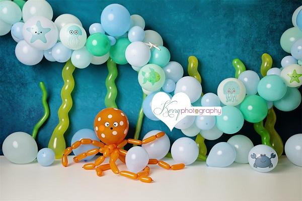 Kate Ballons Anniversaire Sous la mer Enfant Toile de fond conçu par Kerry Anderson - Kate Backdrop FR