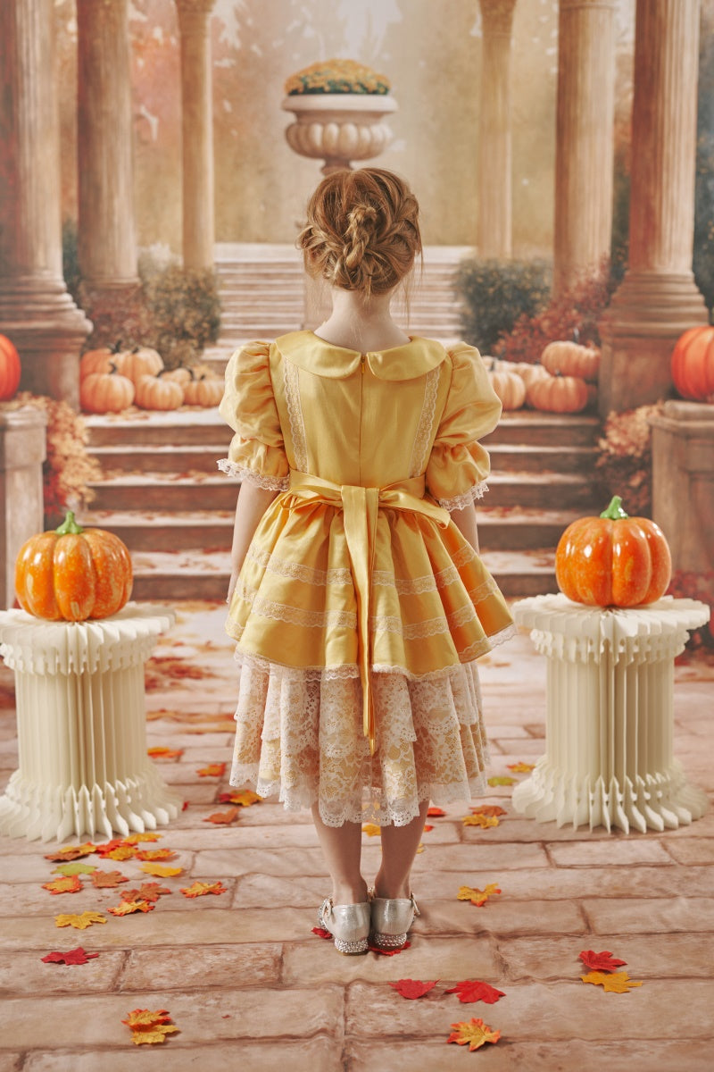 Kate Automne Nœud Robe dorée Enfant Pour la Photographie - Kate Backdrop FR