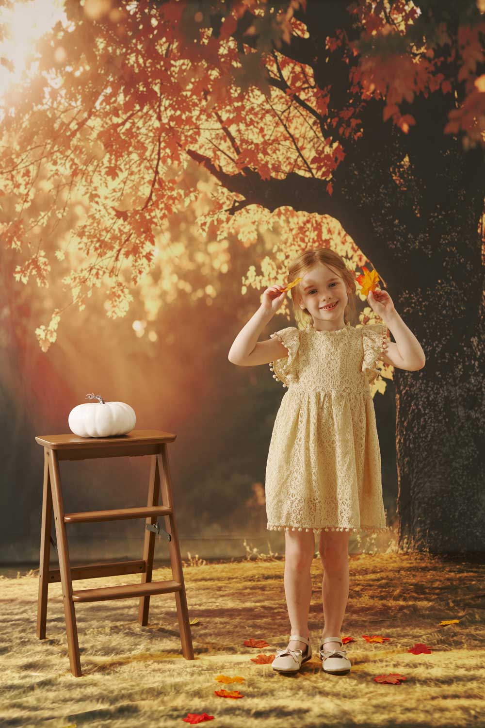 Kate Sweep Mur-à-Sol Automne Arbre Coucher de soleil Toile de fond conçue par Emetselch
