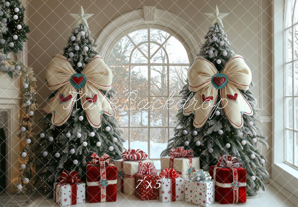 Kate Noël Sapins Fenêtre Cadeaux Toile de fond conçue par Mini MakeBelieve - Kate Backdrop FR