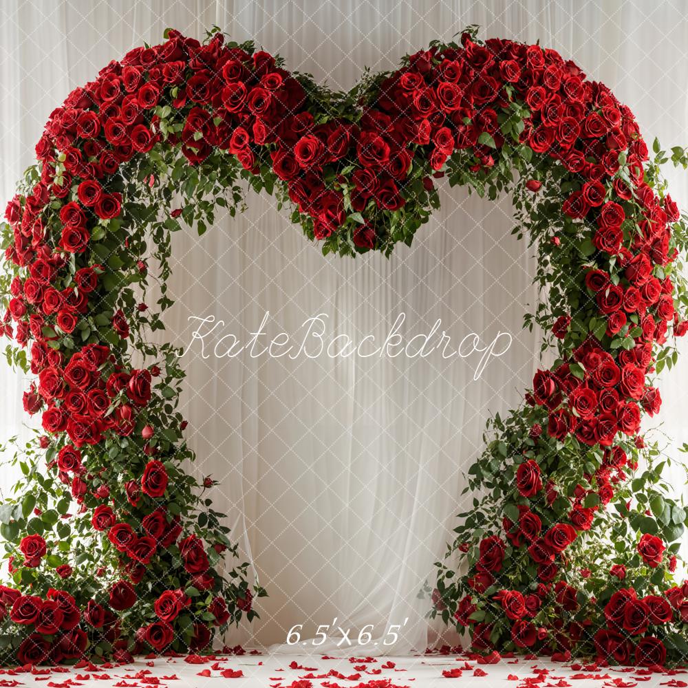 Kate Saint Valentin Roses Rouges Rideaux Toile de fond conçue par Emetselch