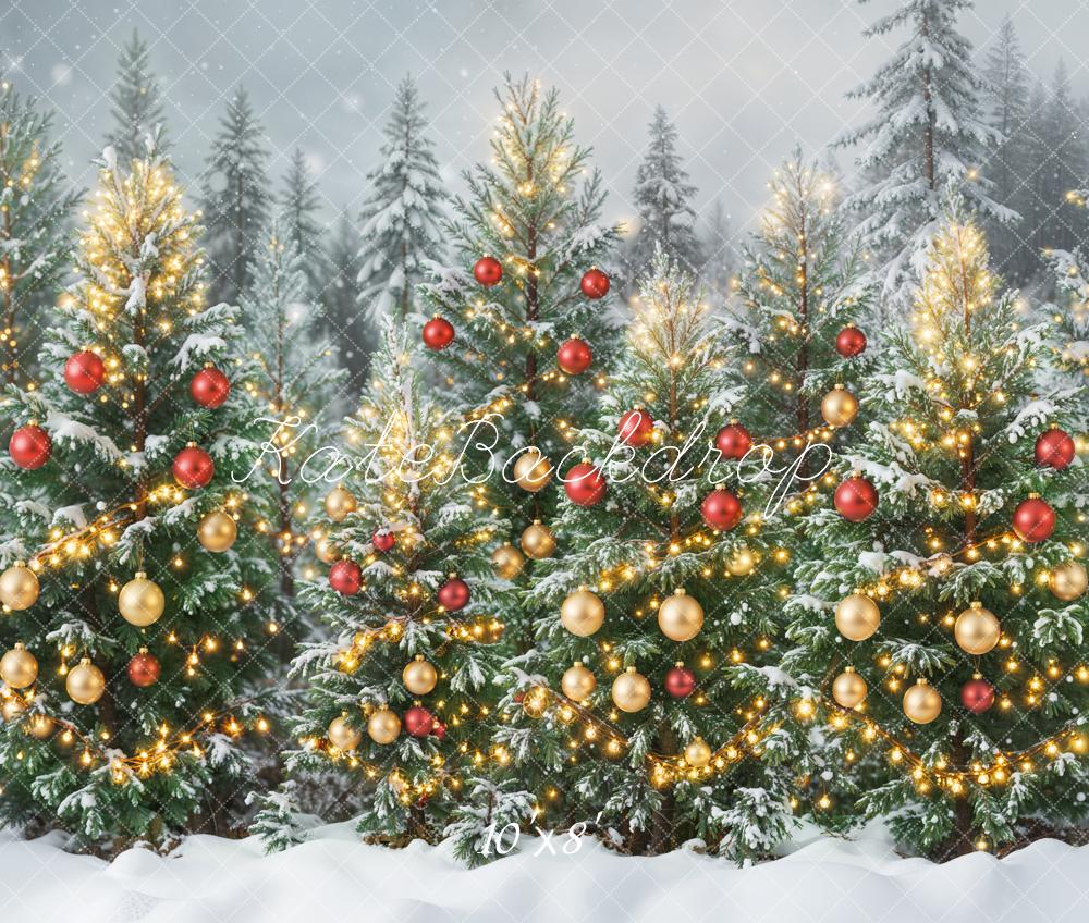 Kate Noël Sapins Neige Lumières Toile de fond en Laine conçue par Emetselch - Kate Backdrop FR