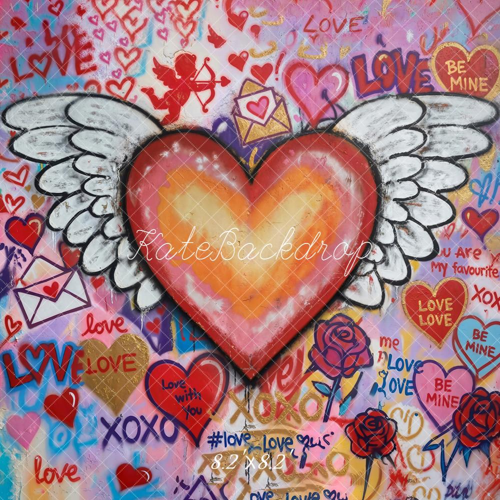 Kate La Saint Valentin Coeur Ailes Graffiti Toile de fond conçue par Emstselch