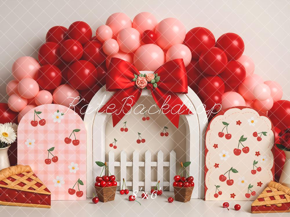 Kate Cerise Ballons Clôture Tarte Arche Toile de fond conçue par Mini MakeBelieve - Kate Backdrop FR
