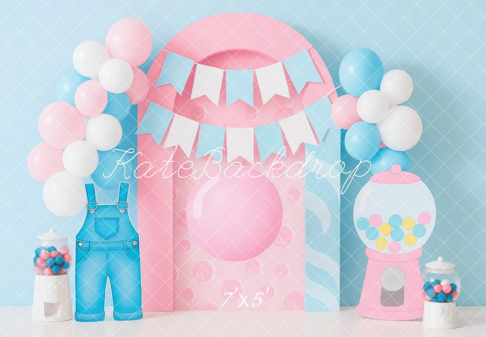 Kate Anniversaire Fête Ballons Bonbons Toile de fond conçue par Mini MakeBelieve - Kate Backdrop FR