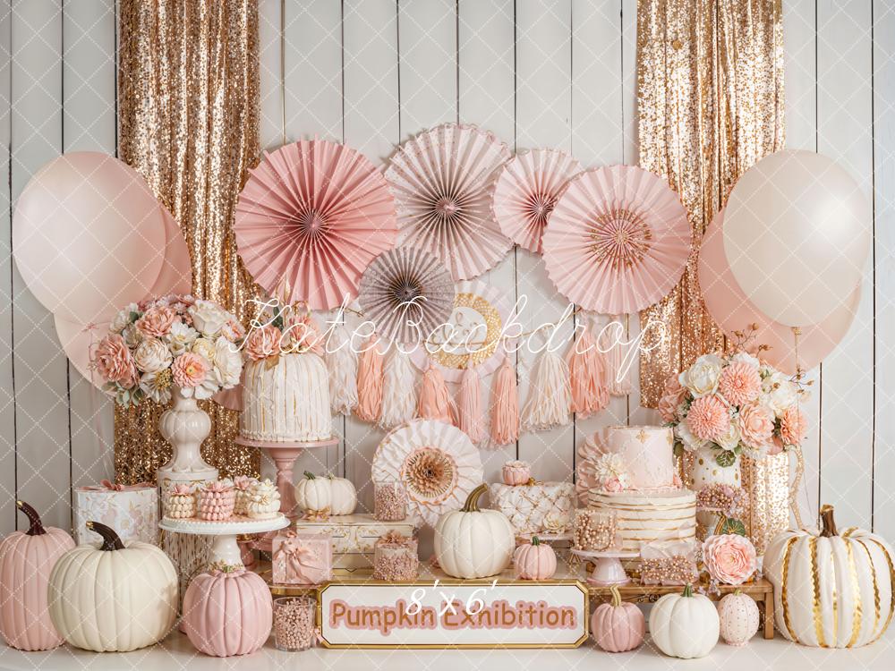 Kate Automne Citrouilles Fleurs Doré Toile de fond conçue par Emetselch - Kate Backdrop FR