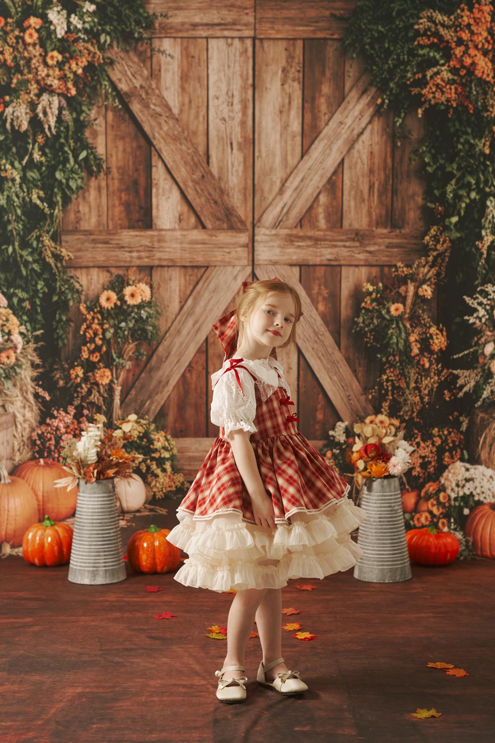 Kate Sweep Mur-à-Sol Automne Grange Porte Citrouilles Toile de fond conçue par Emetselch - Kate Backdrop FR
