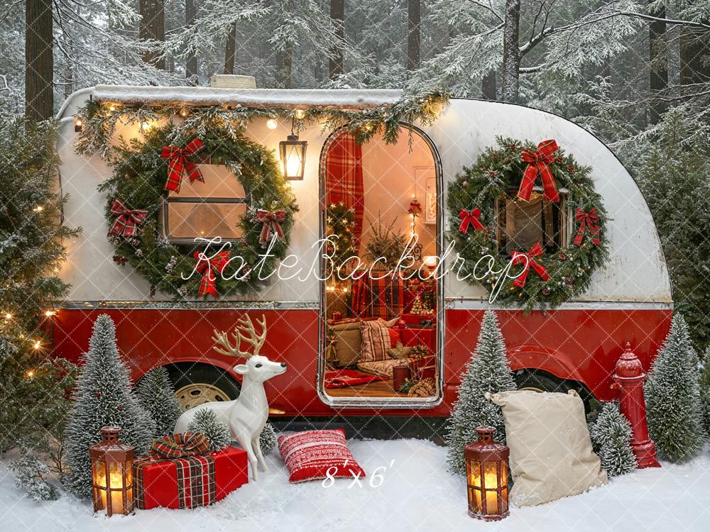Kate Noël Camping-car Forêt Neige Toile de fond en Laine conçue par Emetselch