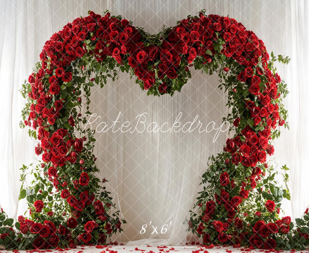 Kate Saint Valentin Arche Roses Rideaux Toile de fond en Laine conçue par Emetselch