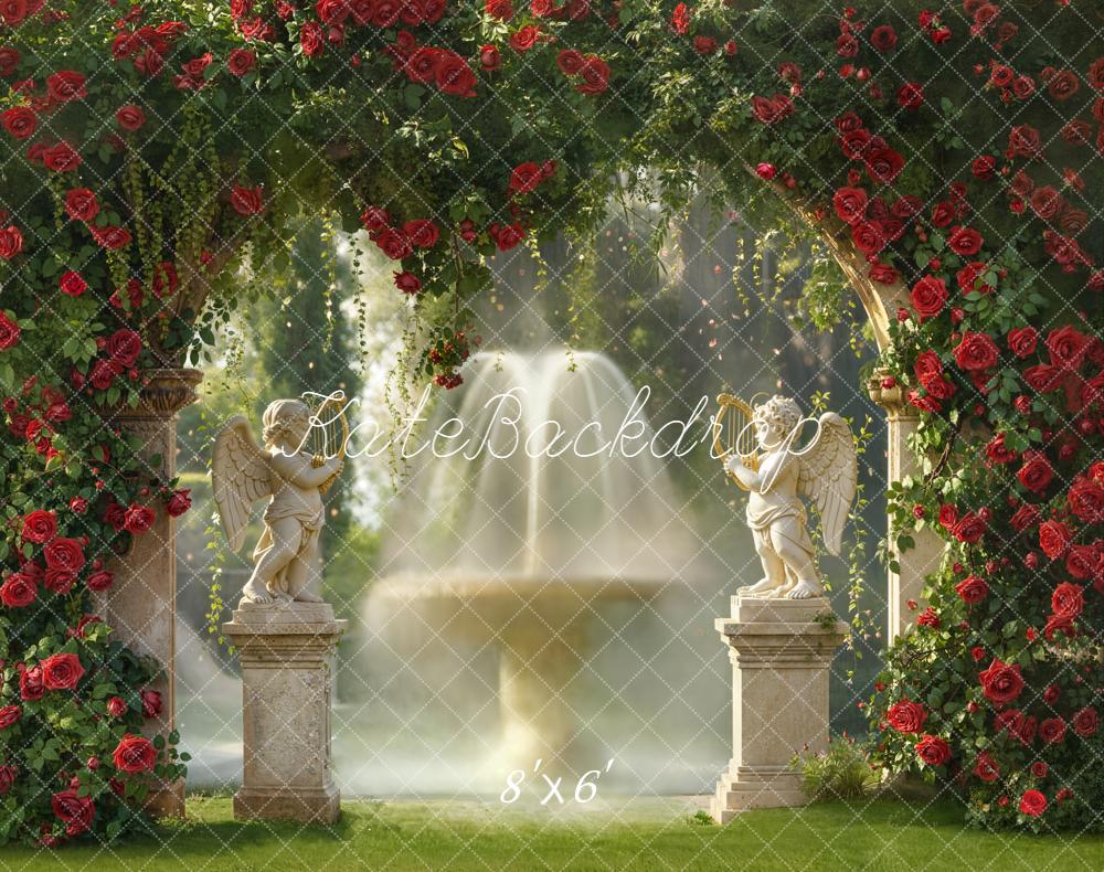 Kate Jardin Cour Roses Fontaine Toile de fond en Polar conçue par Emetselch