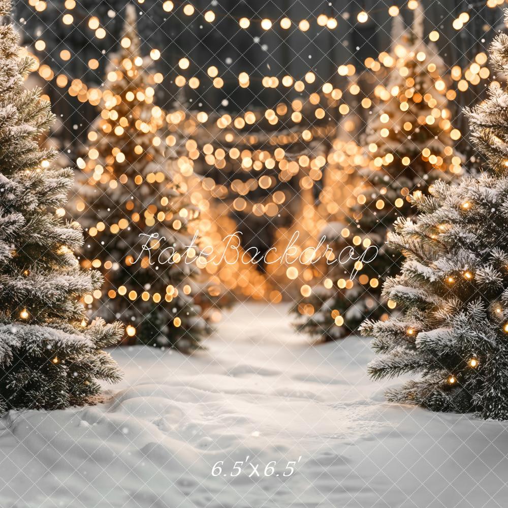 Kate Sapins de Noël Neige Lumières Toile de fond conçue par Emetselch - Kate Backdrop FR