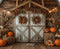 Kate Automne Citrouilles Foin Grange Toile de fond en Laine conçue par Emetselch