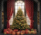 Kate Noël Sapin Cadeaux Fenêtre Toile de fond en Laine conçue par Emetselch - Kate Backdrop FR