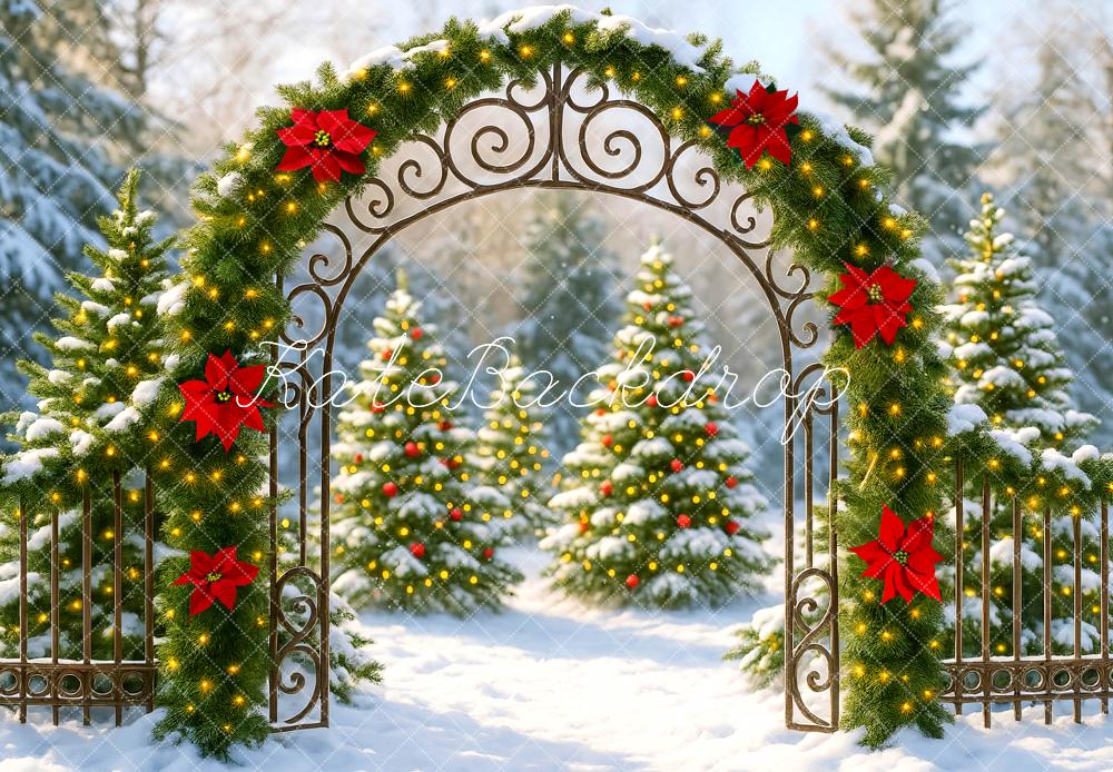 Kate Noël Arche Sapins Neige Toile de fond conçue par Mini MakeBelieve - Kate Backdrop FR