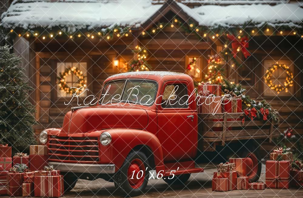 Kate Noël Camion Rouge Cadeaux Toile de fond en Laine conçue par Emetselch - Kate Backdrop FR
