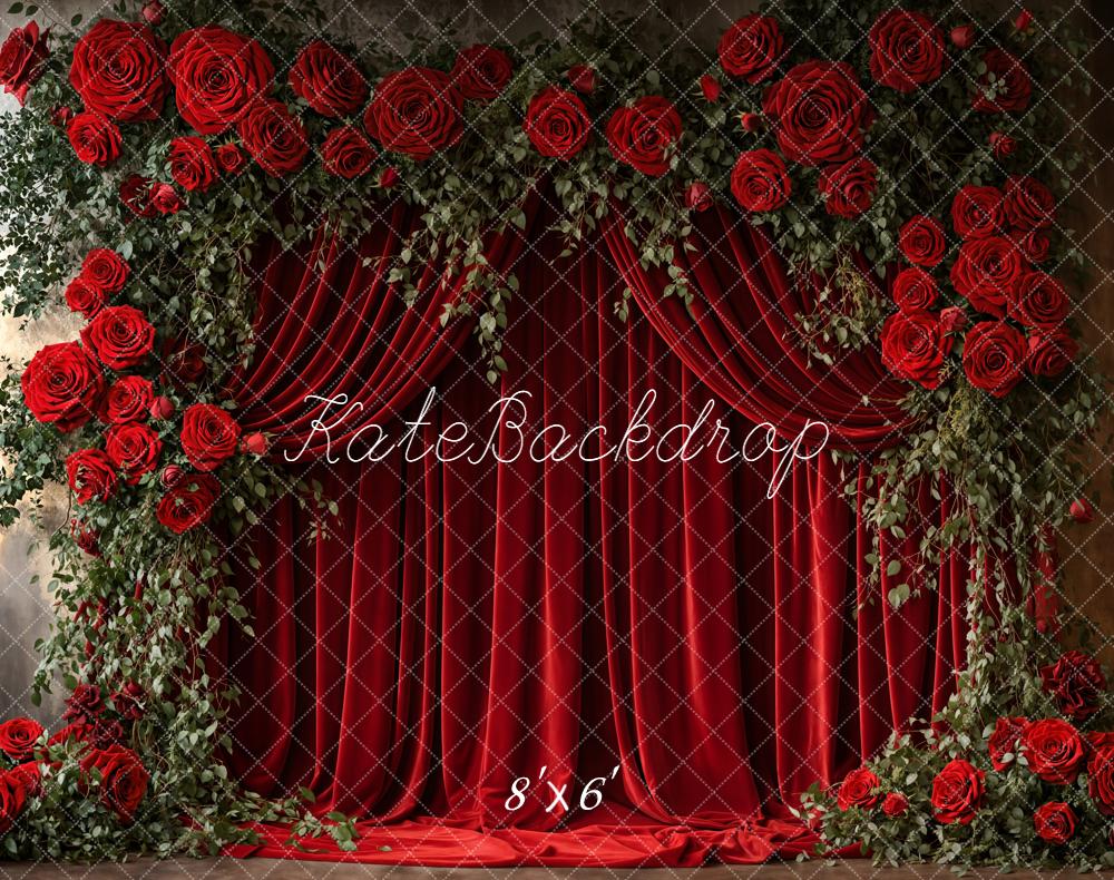 Kate Saint Valentin Rideau Roses Toile de fond en Laine conçue par Emetselch