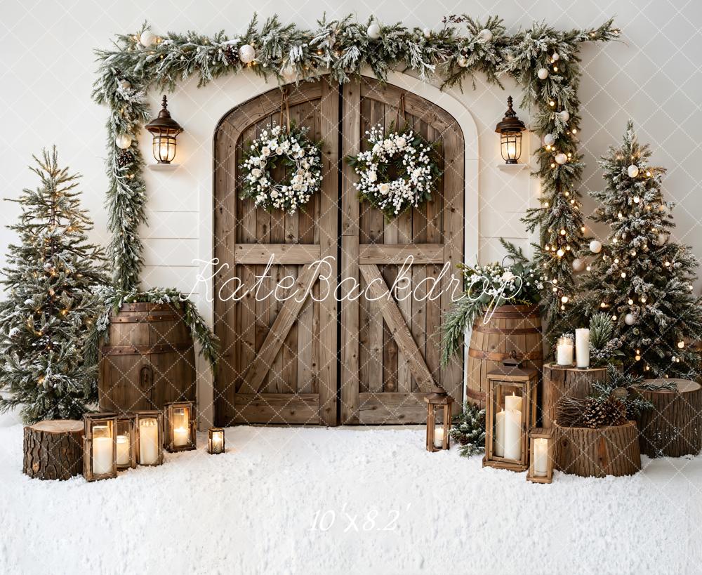 Kate Noël Porte Sapins Lanternes Toile de fond en Laine conçue par Emetselch