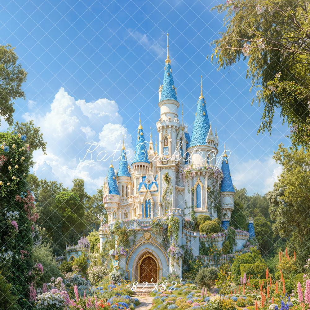 Kate Château Bleu Chemin Fleurs Toile de fond conçue par Emetselch