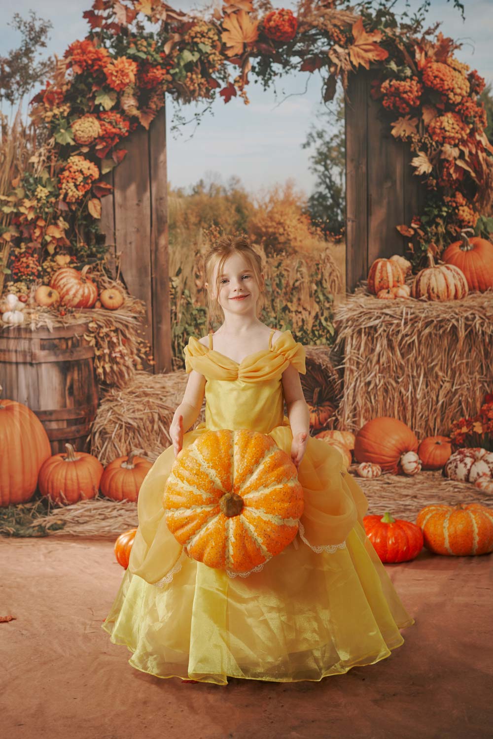 Kate Sweep Mur-à-Sol Automne Citrouille Récolte Arche Toile de fond conçue par Emetselch