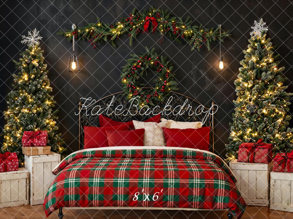 Kate Noël Tête de lit Sapins Cadeaux Toile de fond conçue par Emetselch