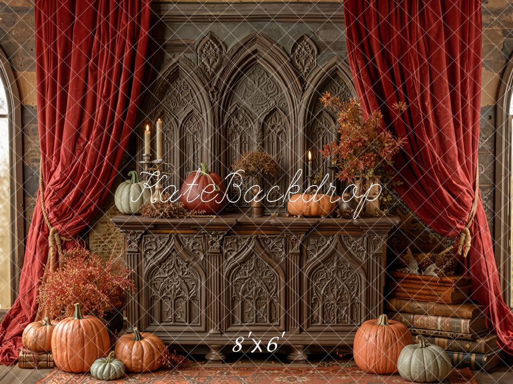 Kate Automne Citrouilles Buffet Gothique Toile de fond conçue par Emetselch - Kate Backdrop FR