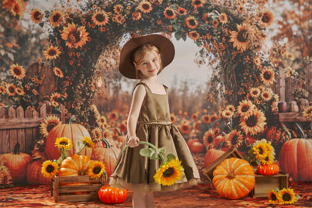 Kate Automne Tournesol Citrouille Arche Toile de fond conçue par Emetselch