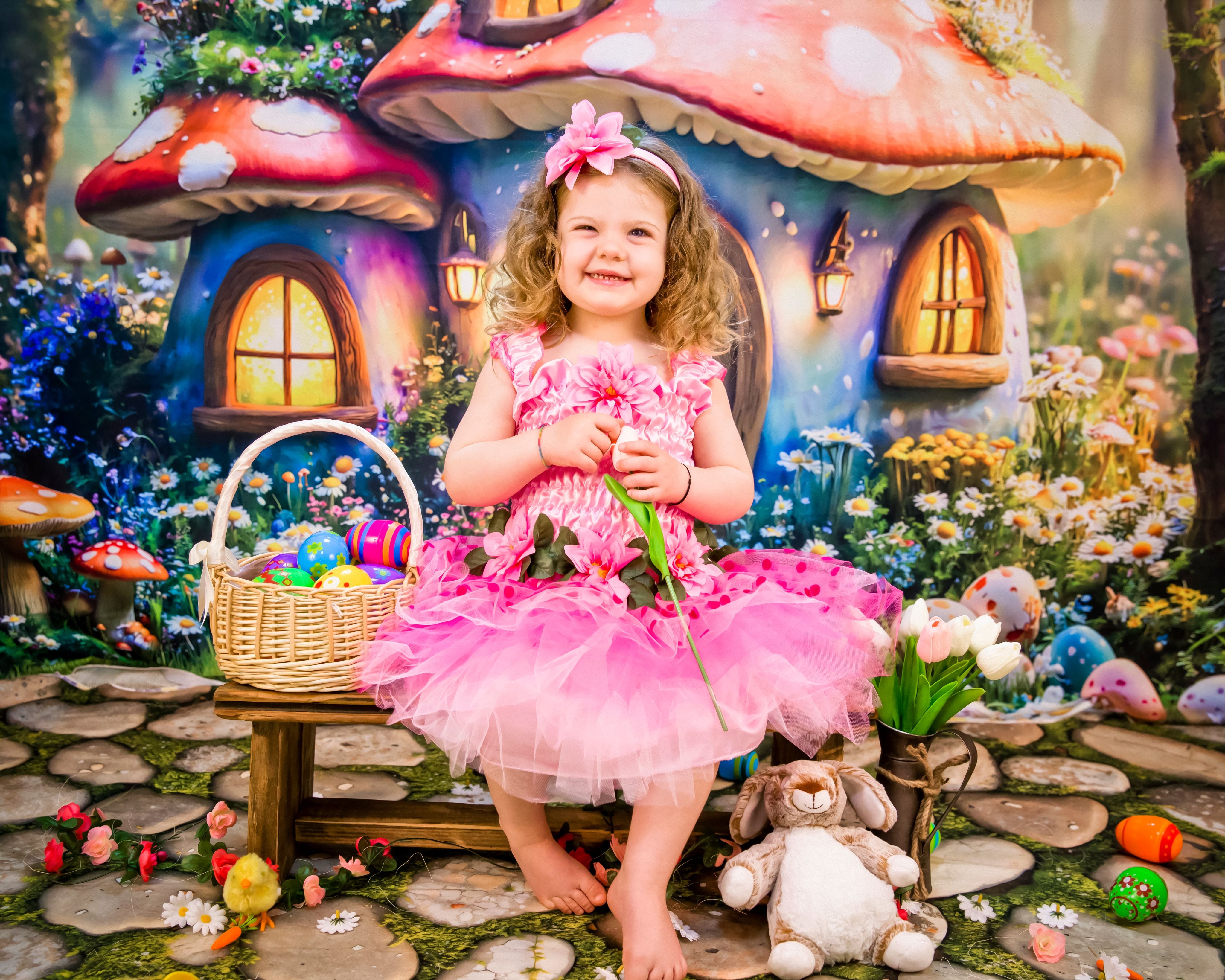 Kate Pâques Fée Maison Champignon Forêt Toile de fond conçue par Emetselch - Kate Backdrop FR