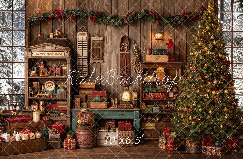 Kate Noël Arbre Cadeaux Jouets Bois Toile de fond en Laine conçue par Emetselch