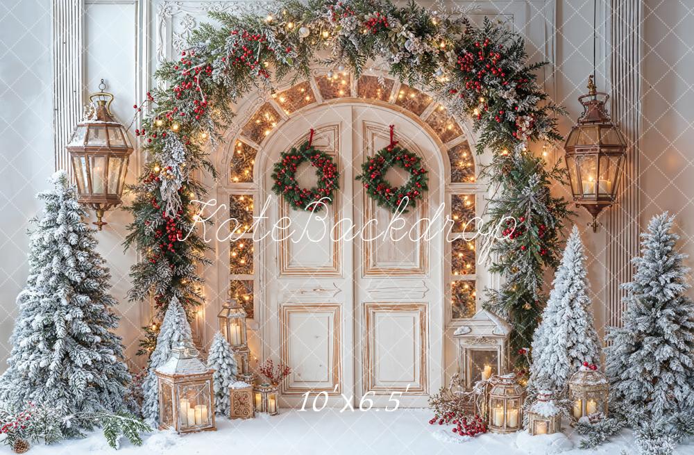 Kate Noël Porte Lanternes Sapins Toile de fond en Laine conçue par Emetselch