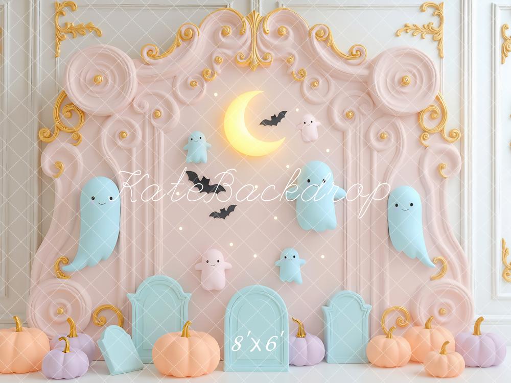 Kate Halloween Fantômes Lune Citrouilles Toile de fond conçue par Mini MakeBelieve - Kate Backdrop FR