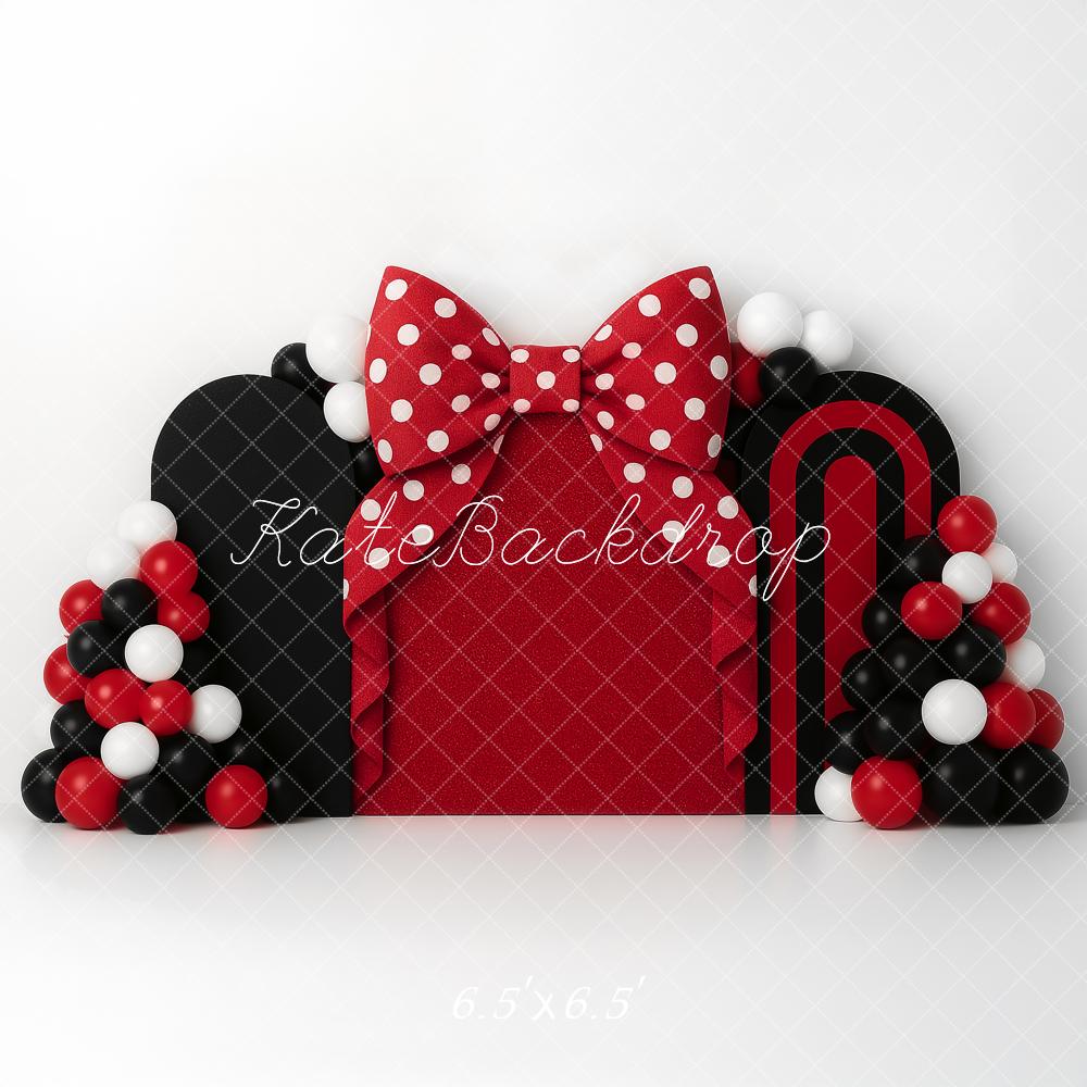 Kate Anniversaire Rouge Noir Nœud Ballons Toile de fond conçue par Ashley Paul