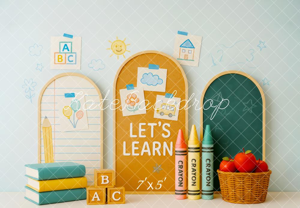 Kate Scolaire Crayons Livres Pommes Toile de fond conçue par Patty Roberts