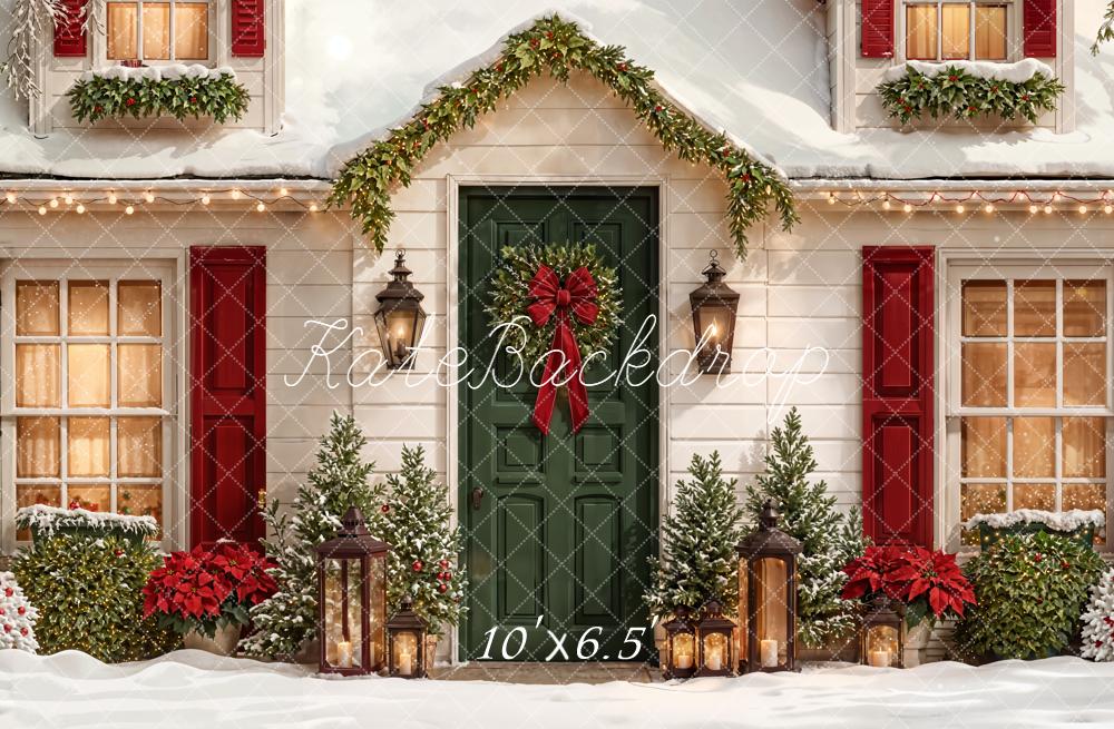 Kate Noël Maison Lanternes Neige Toile de fond en Laine conçue par Emetselch