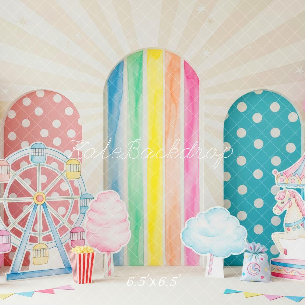 Kate Anniversaire Cirque Grande Roue Manège Toile de fond conçue par Patty Roberts
