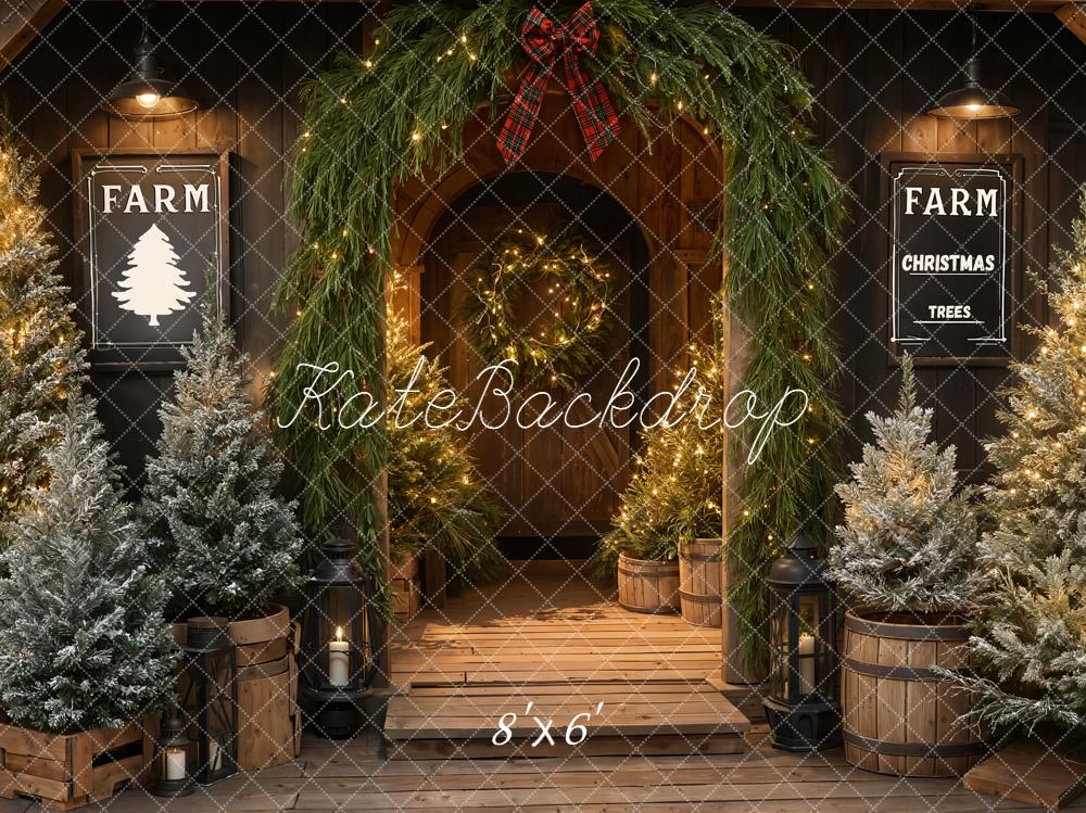 Kate Noël Ferme Sapins Lumières Toile de fond conçue par Emetselch - Kate Backdrop FR