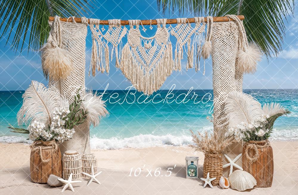 Kate Bohème Été Plage Macramé Mer Toile de fond en Laine conçue par Emetselch - Kate Backdrop FR