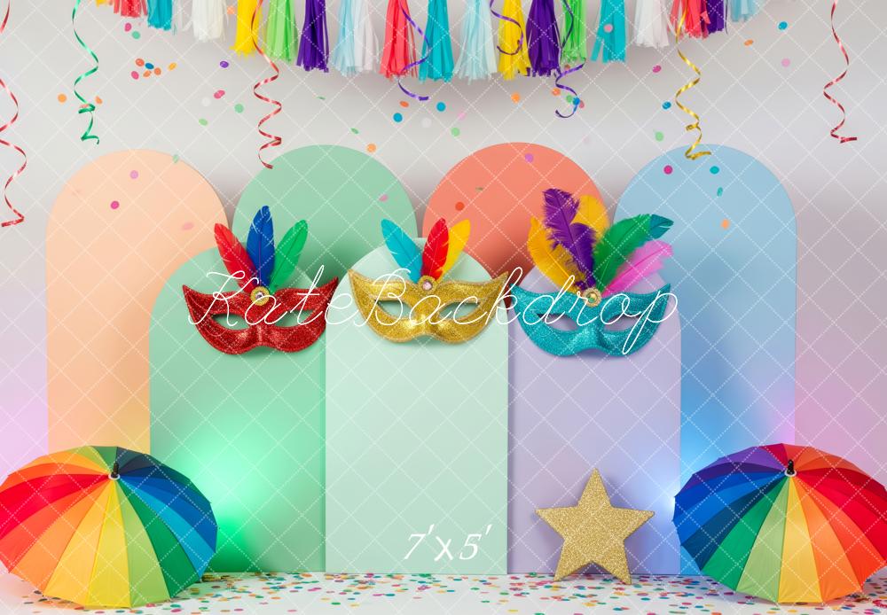 Kate Carnaval Masques Arches Parapluies Toile de fond conçue par Patty Roberts