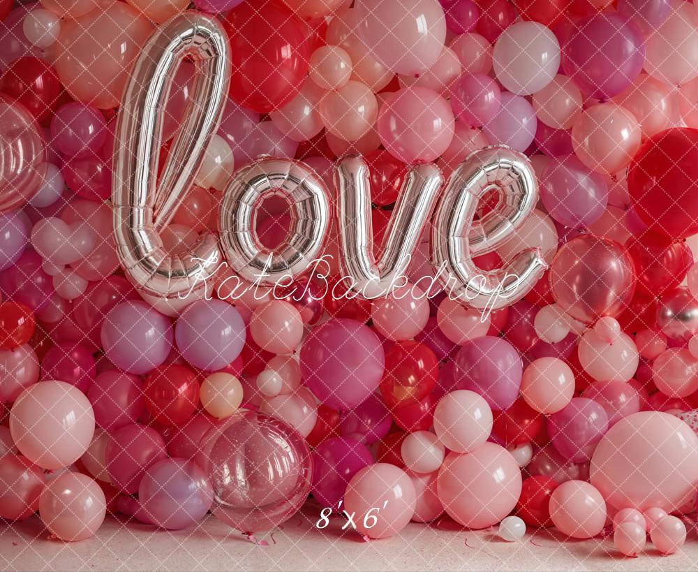 Kate Saint Valentin Ballons Love Rose Toile de fond en Laine conçue par Emetselch