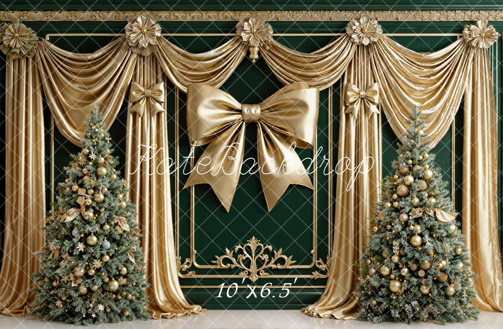 Kate Noël Sapin Rubans Doré Vintage Toile de fond conçue par Emetselch - Kate Backdrop FR