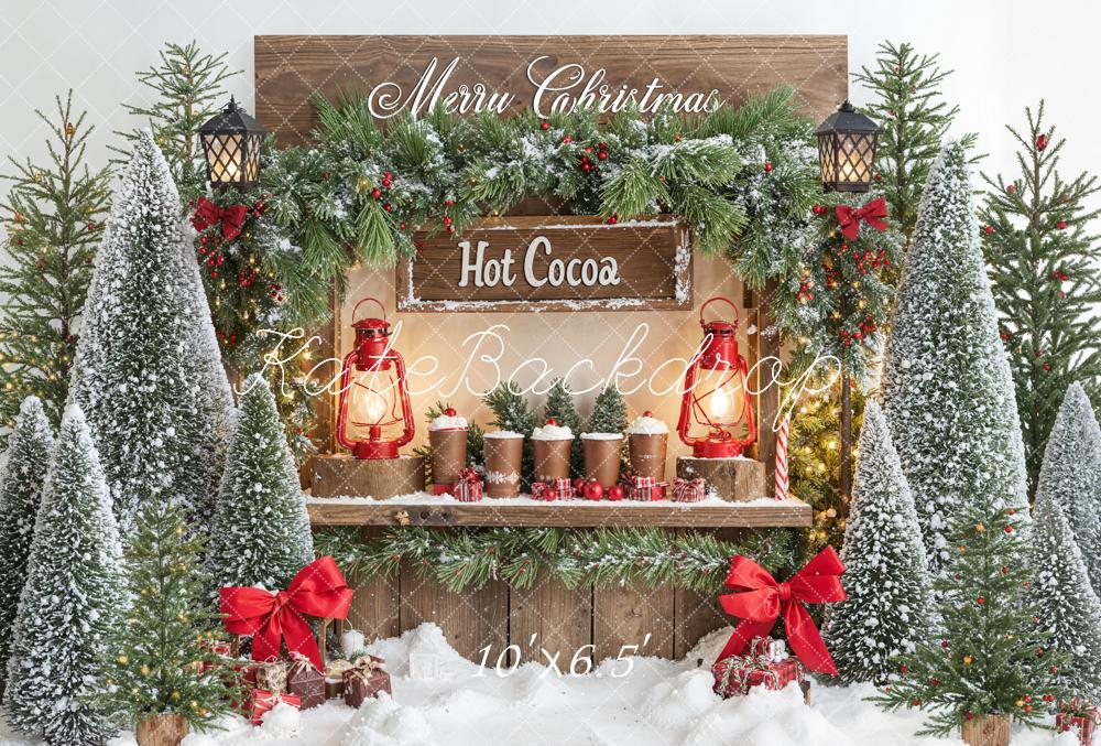 Kate Noël Sapins Chocolat Chaud Toile de fond en Laine conçue par Emetselch - Kate Backdrop FR