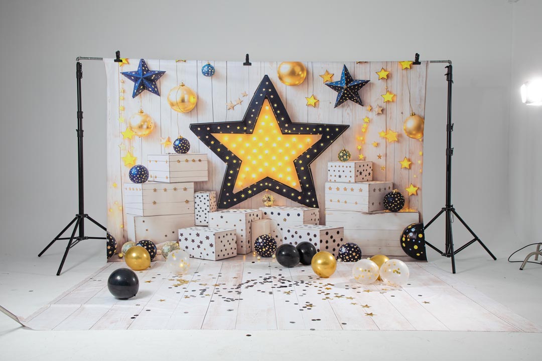 Kate Étoiles Lumière Anniversaire Décors Toile de fond+Beige clair Bois Sol Toile de fond