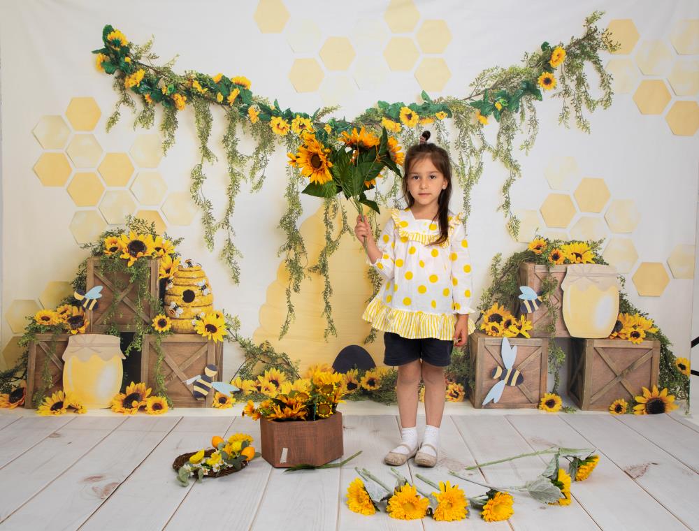 Kate Abeilles Été Jaune Toile de fond conçue par Megan Leigh - Kate Backdrop FR