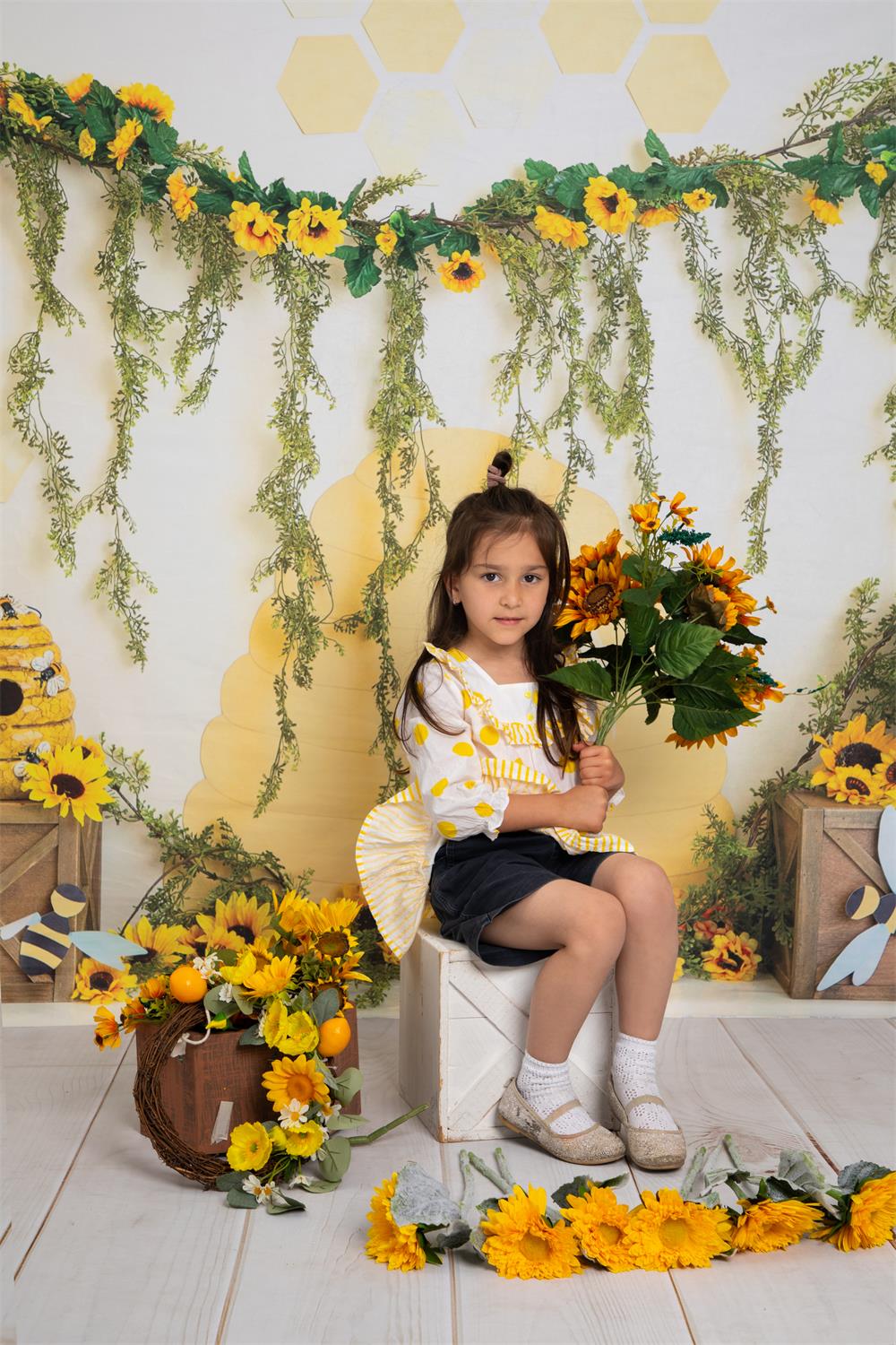Kate Abeilles Été Jaune Toile de fond conçue par Megan Leigh - Kate Backdrop FR