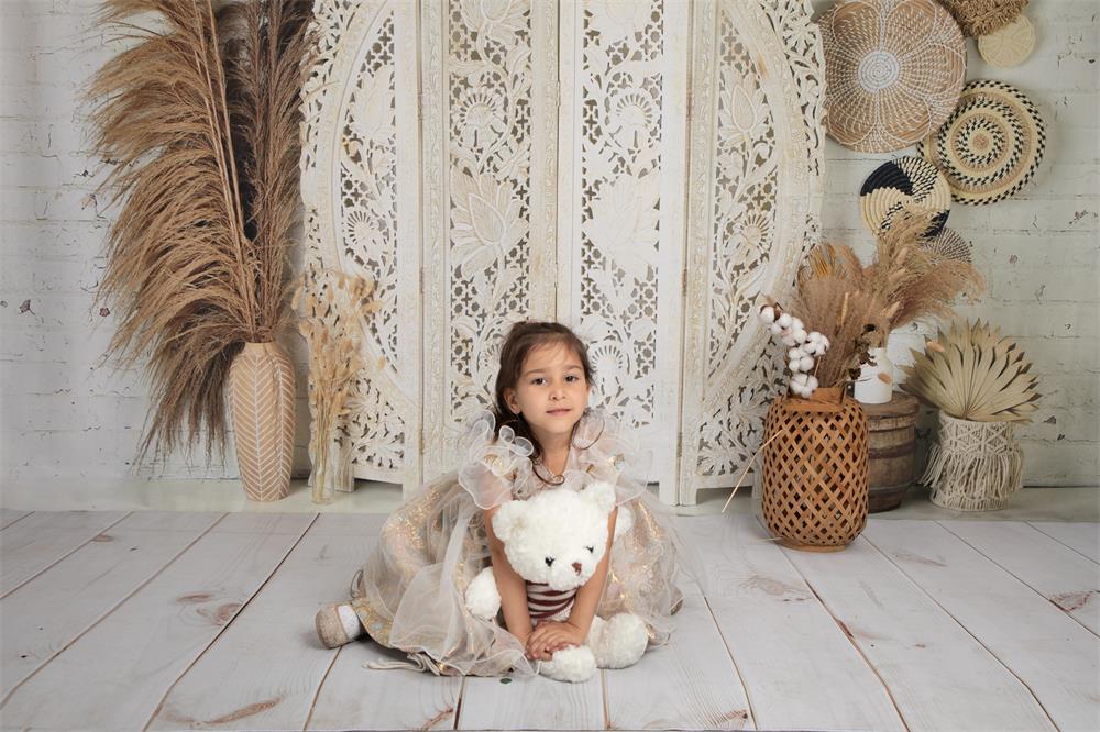 Kate Boho Herbe des pampas Beige Toile de fond conçue par Mandy Ringe Photographie