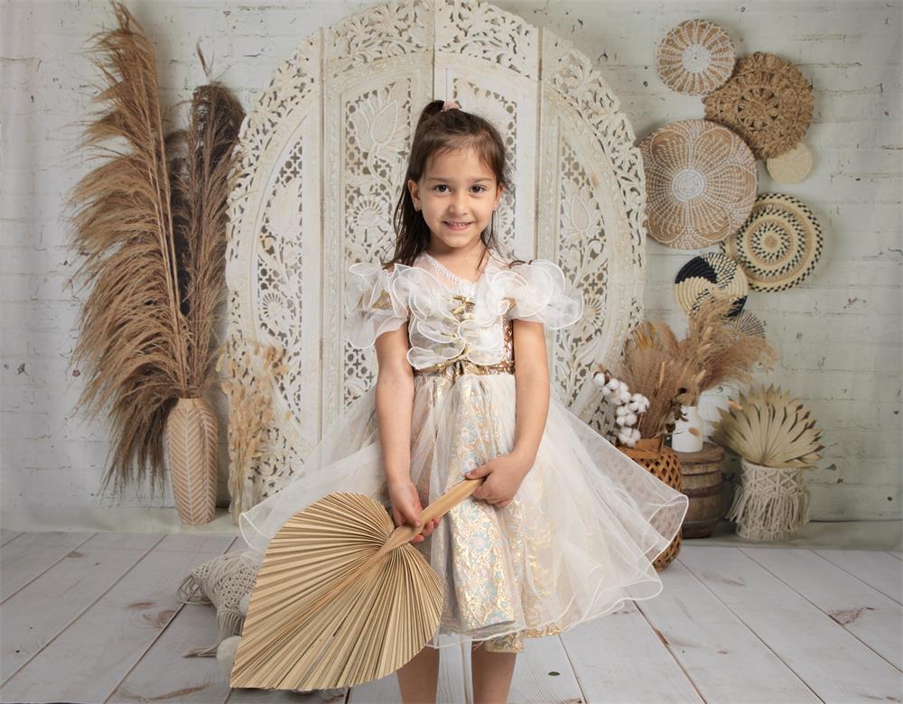 Kate Boho Herbe des pampas Beige Toile de fond conçue par Mandy Ringe Photographie