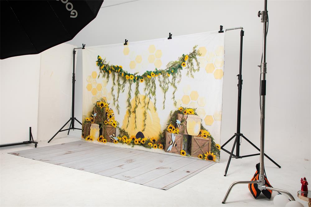 Kate Abeilles Été Jaune Toile de fond conçue par Megan Leigh - Kate Backdrop FR
