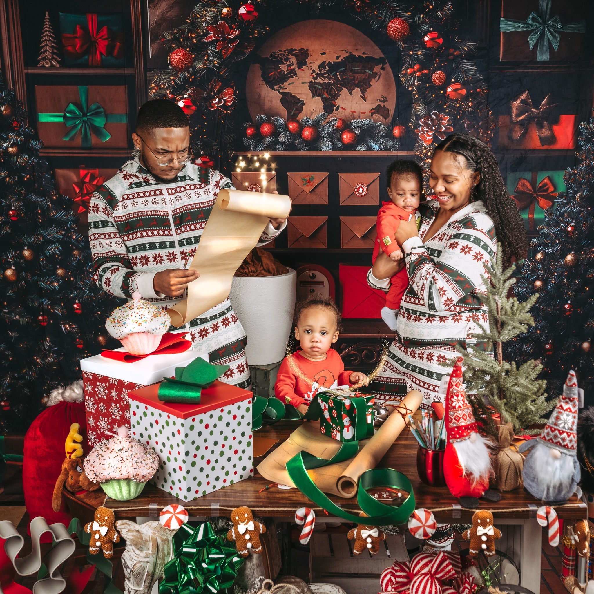 Kate Sapin de Noël Salle du courrier Cadeaux Toile de fond conçue par Mini MakeBelieve