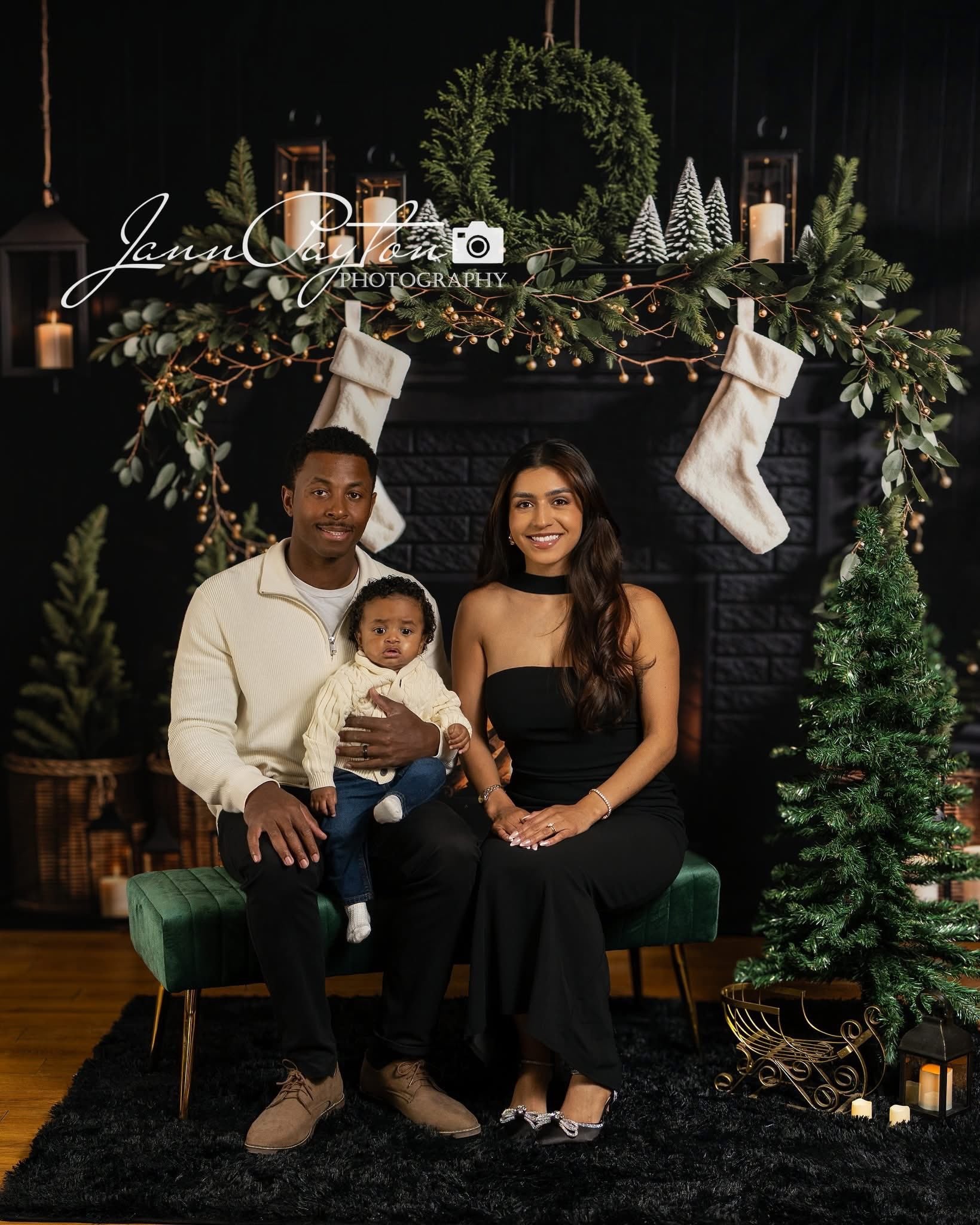 Kate Sapin de Noël Cheminée Chaussette Noir Toile de fond conçue par Emetselch