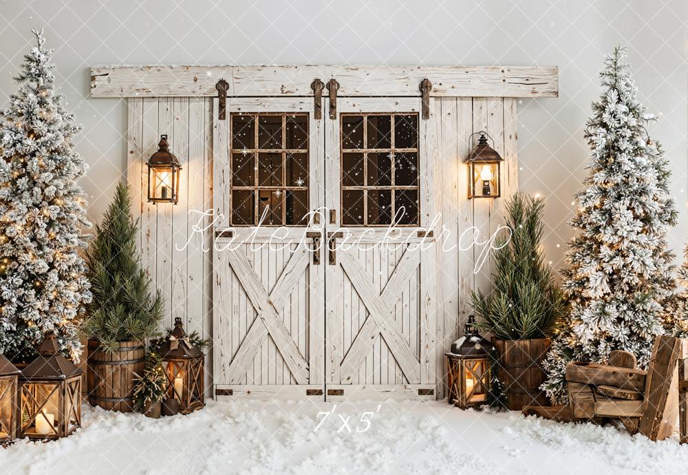 Kate Hiver Porte Bois Sapins Neige Toile de fond conçue par Emetselch
