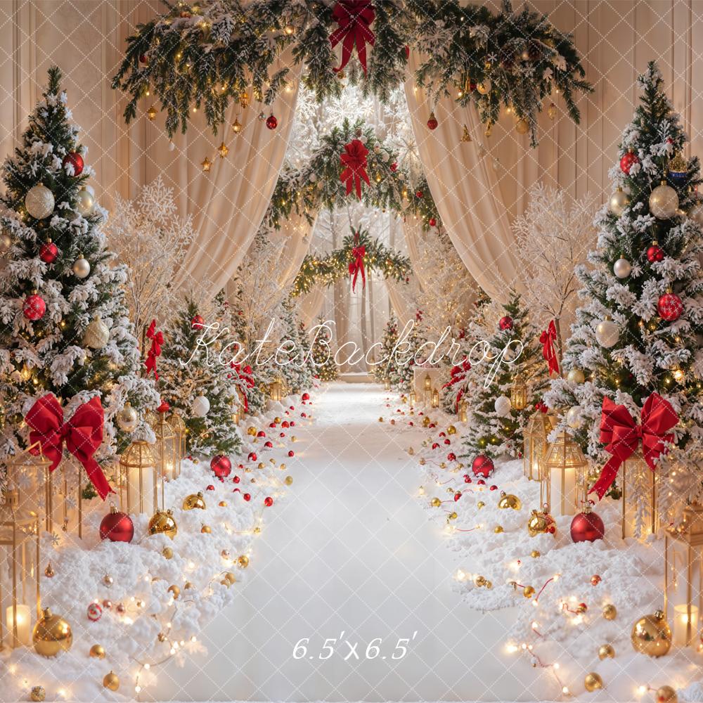 Kate Noël Allée Sapins Décorations Toile de fond conçue par Emetselch - Kate Backdrop FR